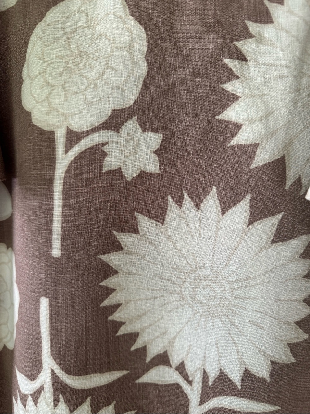 Boden Brown Linen Floral Tunic Dress with White Print - Picture 5 of 7